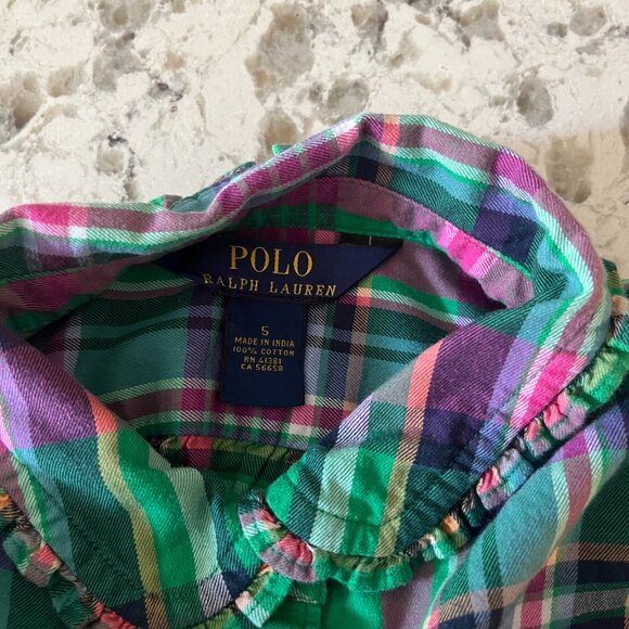 POLO Ralph Lauren plaid ruffled blouse size 5 - Picture 5 of 5
